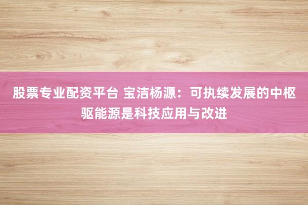 股票专业配资平台 宝洁杨源：可执续发展的中枢驱能源是科技应用与改进