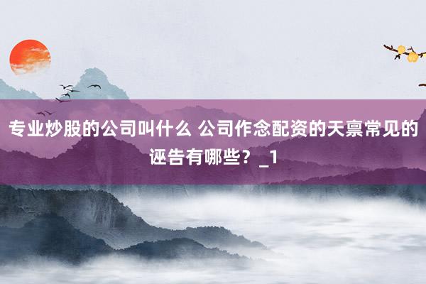 专业炒股的公司叫什么 公司作念配资的天禀常见的诬告有哪些？_1